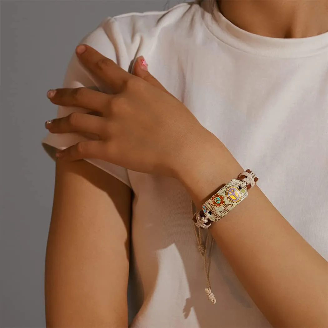 Leather Boho Bracelets Wrap Woven Bracelet Rope Peace Bracelets Jewelry for Women and Men