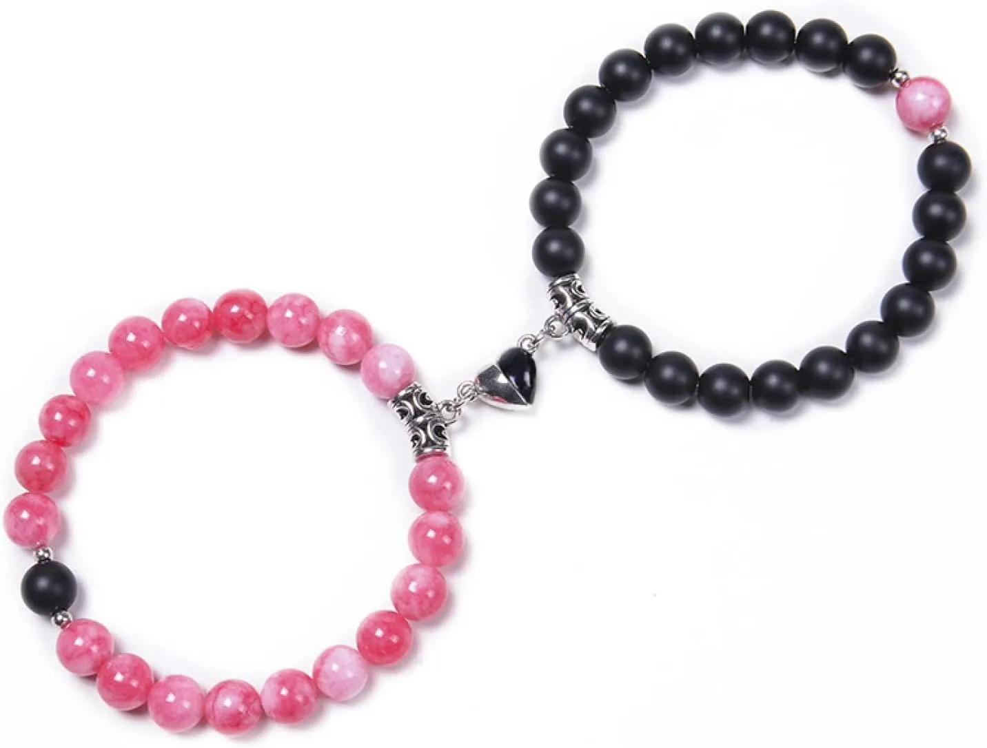 Magnetic Couple Bracelets Relationship Distance Bracelet Heart Energy Stone Beads Gemstone Beaded Agate Bracelet Matching Bracelets For Couples Friendship Best Friend Boyfriend And Girlfriend