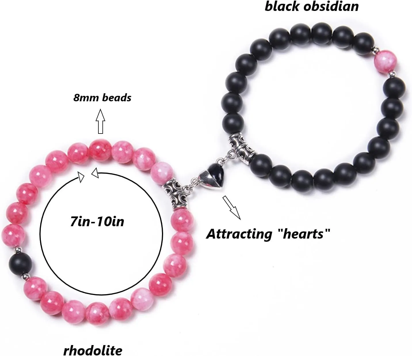 Magnetic Couple Bracelets Relationship Distance Bracelet Heart Energy Stone Beads Gemstone Beaded Agate Bracelet Matching Bracelets For Couples Friendship Best Friend Boyfriend And Girlfriend