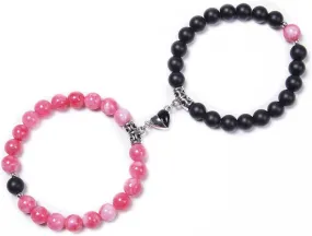 Magnetic Couple Bracelets Relationship Distance Bracelet Heart Energy Stone Beads Gemstone Beaded Agate Bracelet Matching Bracelets For Couples Friendship Best Friend Boyfriend And Girlfriend