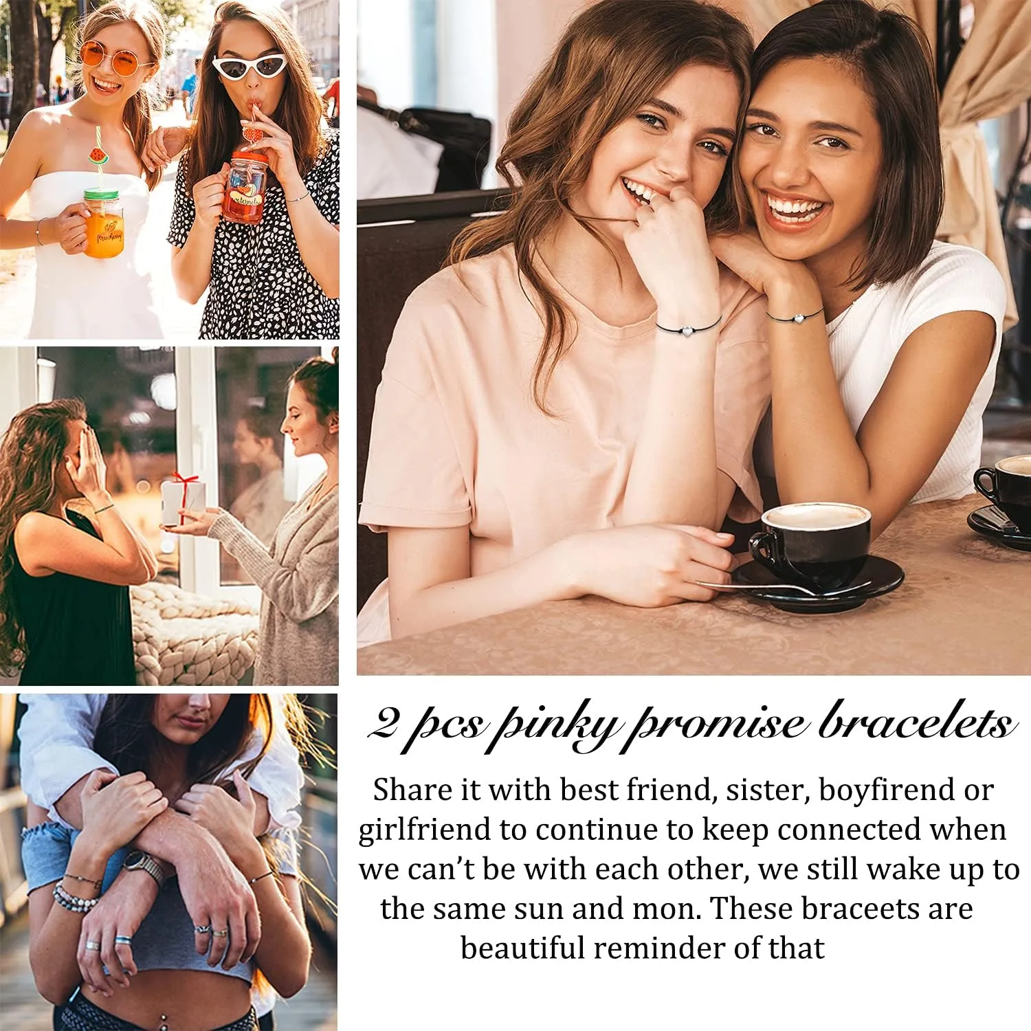 MANVEN Matching Bracelets for Couples Best Friends Pinky Promise Bracelets Birthday Gifts for Family Sister Women Men