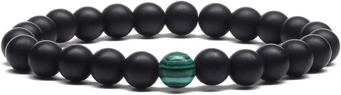 MengPa Mens Beaded Bracelets Couples Matching Bracelet Set Lava Rock Beads for Women Stone Jewelry