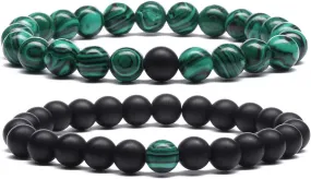 MengPa Mens Beaded Bracelets Couples Matching Bracelet Set Lava Rock Beads for Women Stone Jewelry