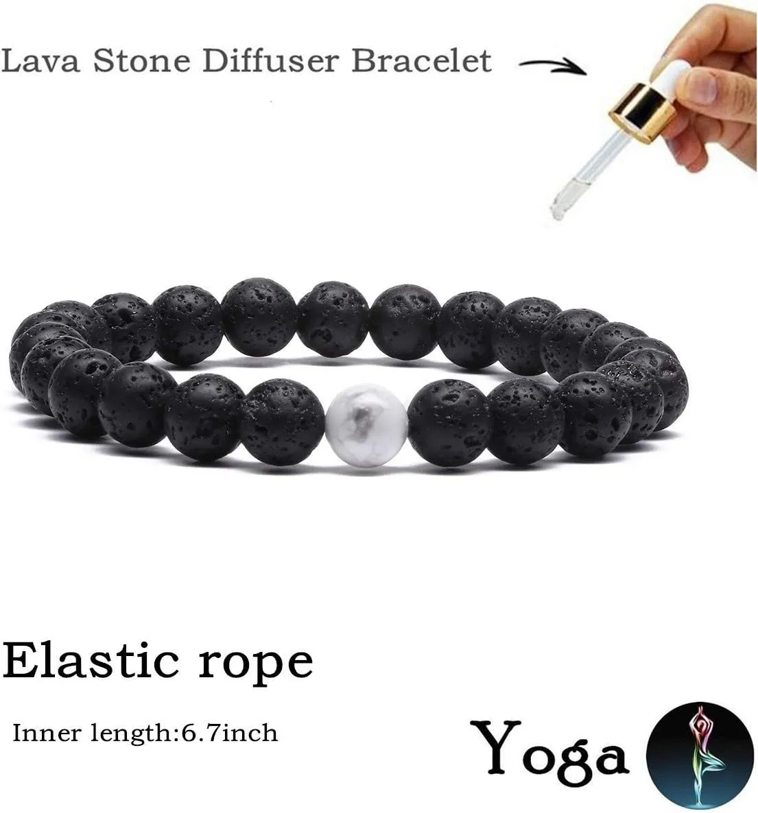 MengPa Mens Beaded Bracelets Couples Matching Bracelet Set Lava Rock Beads for Women Stone Jewelry