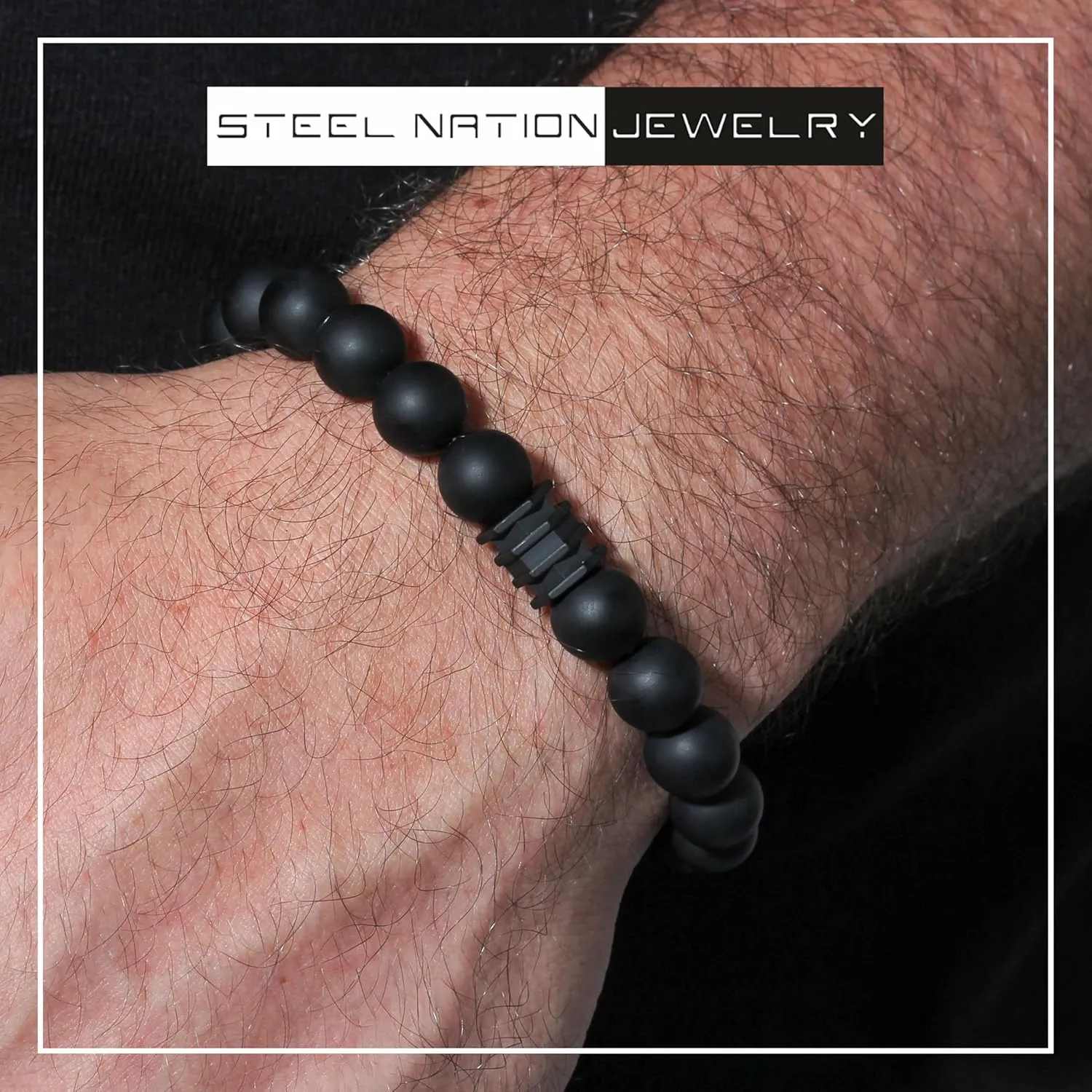 Men's Stainless Steel Bead Beaded Adjustable Nylon Bolo Bracelet - Choice of Color