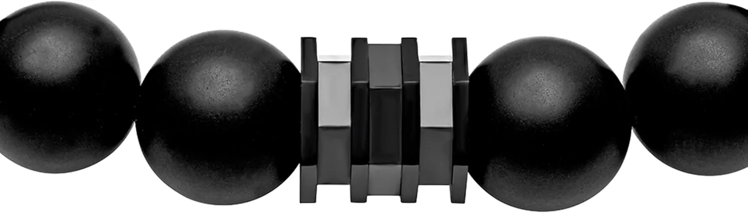 Men's Stainless Steel Bead Beaded Adjustable Nylon Bolo Bracelet - Choice of Color