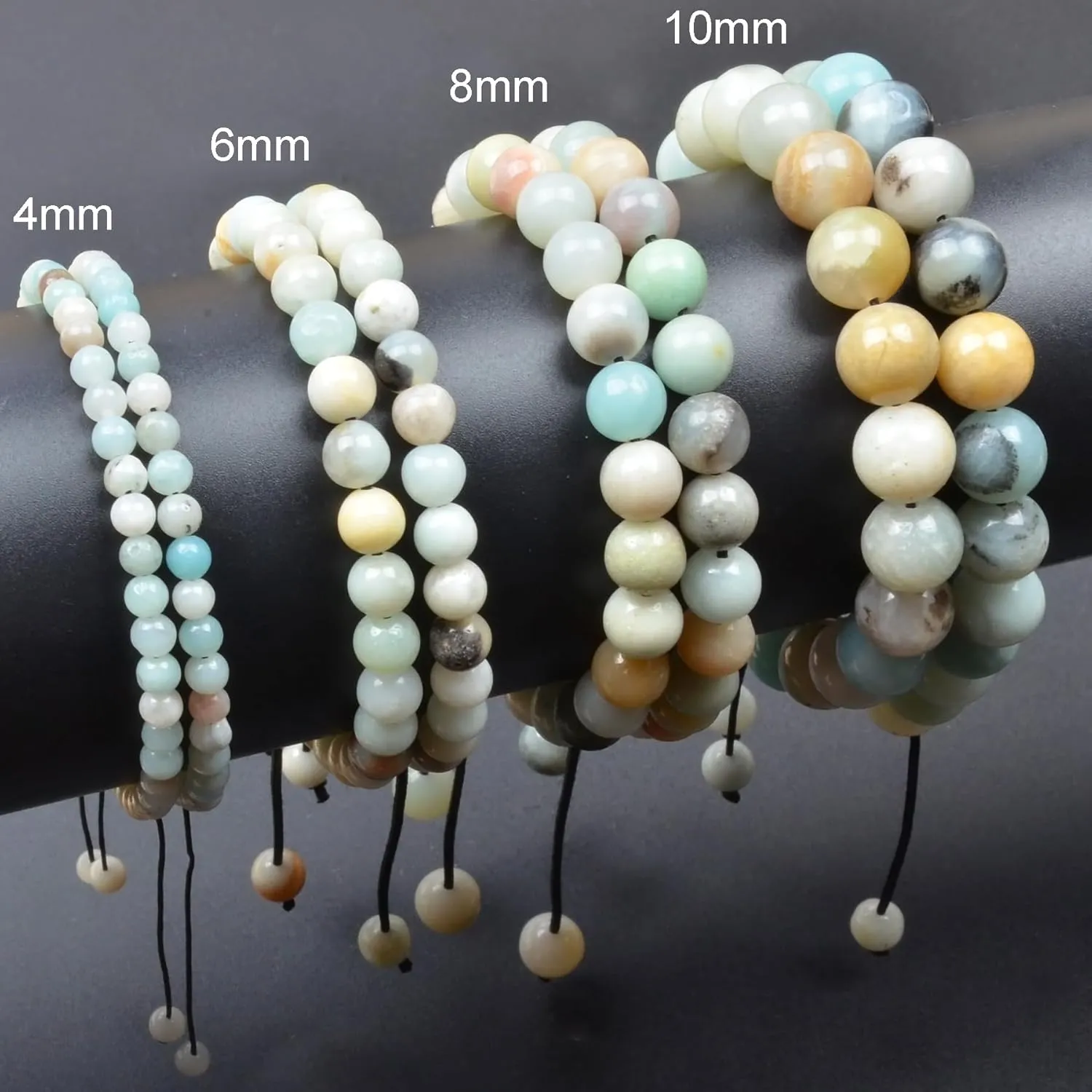 Multicolor Amazonite Massive Beads - Stone of Harmony - Handmade Yoga Natural Stone Crystal Healing Power Energy Gifts for Unisex Adult Bracelet Macrame Adjustable 4mm