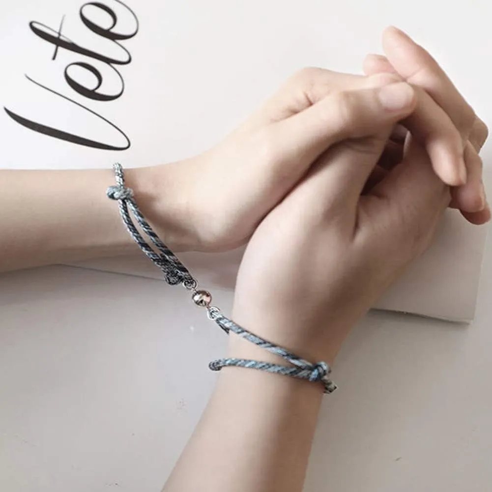 Novgarden Matching Bracelets for Couple, Stainless Steel Handmade Braided Rope Custom BFF Bracelets Couple Bracelets Gifts for Her and Him