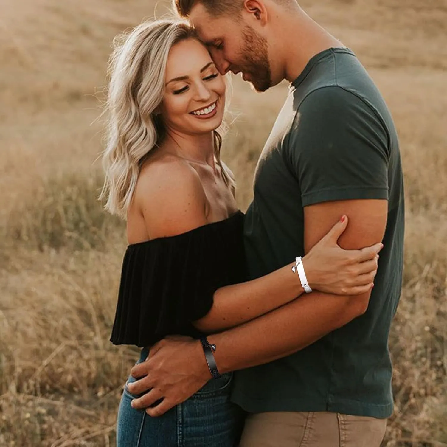 Personalized Couple Bracelets for Men Women : Handmade Custom Engraved Name Plate ID Bracelet Braided Rope His Hers Matching Bracelets for Him Her Bf gf,Valentines Day Gifts for Boyfriend Husband Wife