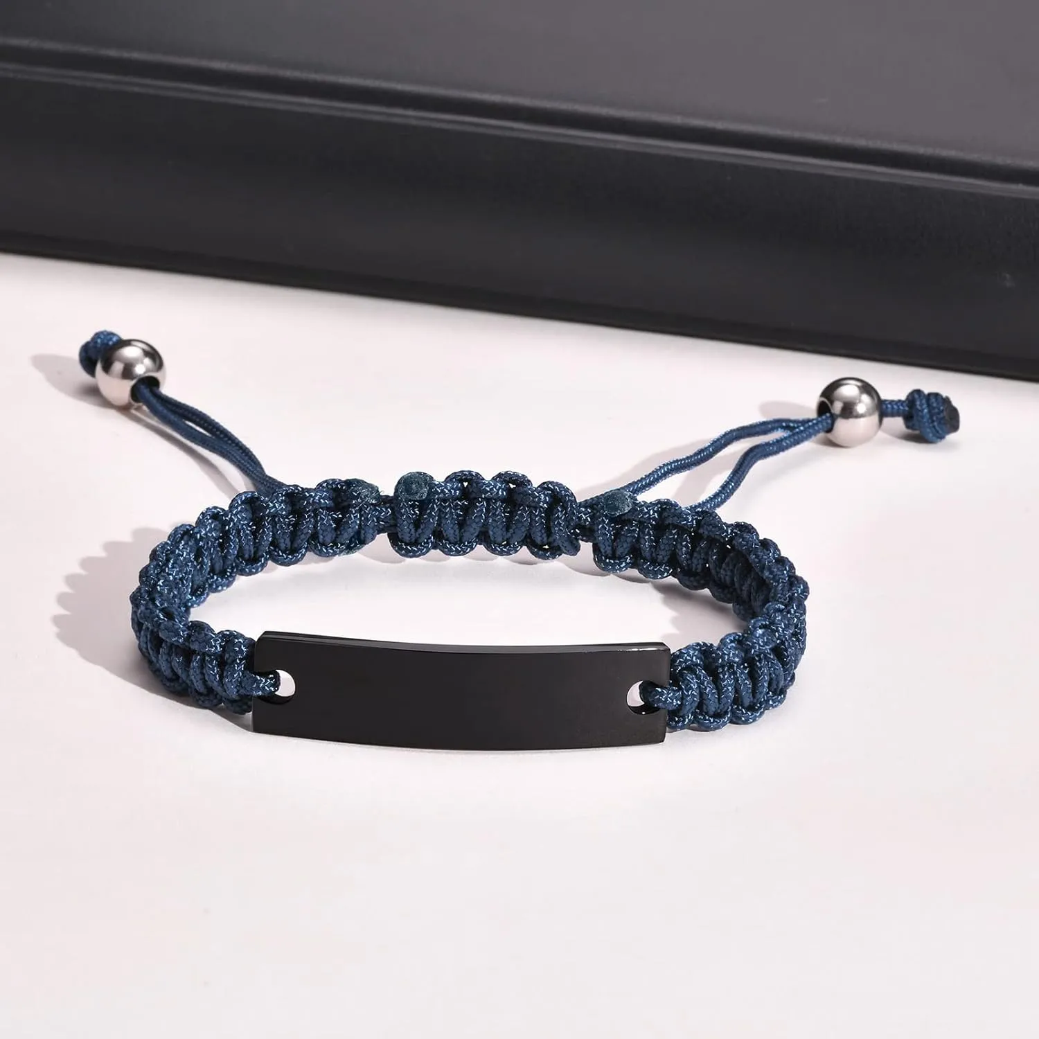 Personalized Couple Bracelets for Men Women : Handmade Custom Engraved Name Plate ID Bracelet Braided Rope His Hers Matching Bracelets for Him Her Bf gf,Valentines Day Gifts for Boyfriend Husband Wife