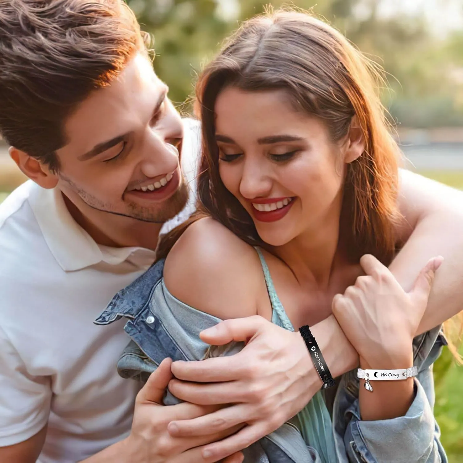 Personalized Couple Bracelets for Men Women : Handmade Custom Engraved Name Plate ID Bracelet Braided Rope His Hers Matching Bracelets for Him Her Bf gf,Valentines Day Gifts for Boyfriend Husband Wife