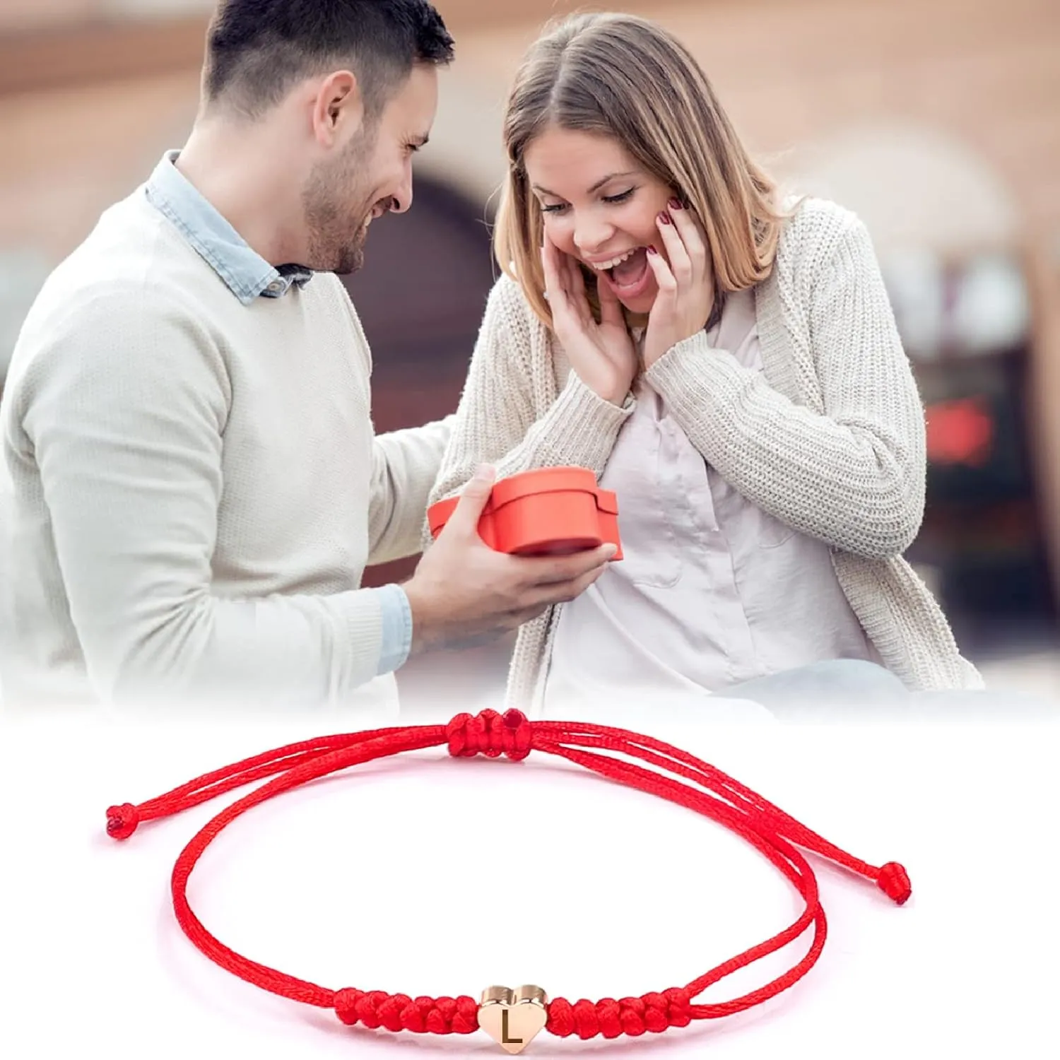 Red Initial Bracelet O Initial Letter Bracelets for Teen Girls Adjustable Red String Bracelets for Women Men Heart Shape Braided Bracelets Personalized Bracelet Birthday Mothers Day Gifts for Mom(O)