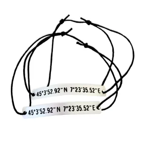 Set of 2 Personalized GPS Coordinates Bracelets, Engraved Latitude Longitude Matching Set His Hers Boyfriend, Couples Gift, Long Distance