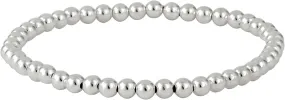 Silverly 4 mm Sterling Silver Bead Bracelet - 925 Solid Silver Bracelets for Women - Beaded Elastic String Stacker Bracelets for Ladies - Round Ball Adjustable Stretch Design - Friend Gifts
