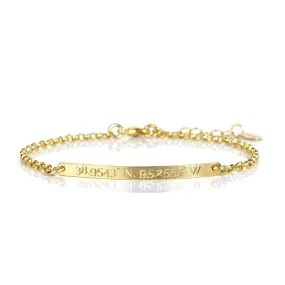 Skinny Bar Bracelet for Layering • Mother's Day Gift with Kids Names • Mother's Day Gift for Wife • Custom Coordinates & Secret Message Bracelet • 14k Rose or Yellow Gold Filled or 925 Sterling Silver