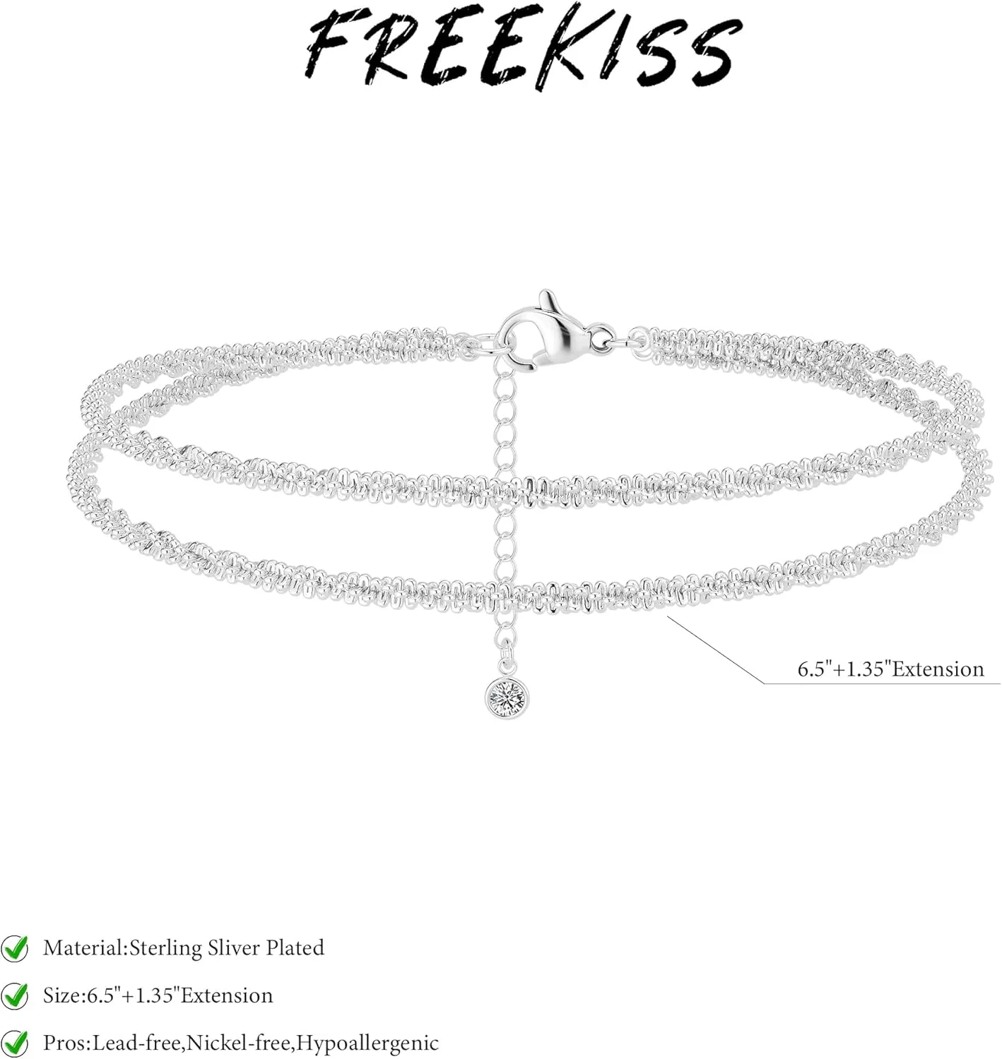 Sterling Silver Chain Bracelet: Dainty Stackable Bracelets for Women Trendy Cute Adjustable Layered Paperclip Womens Bracelet Set Silver Waterproof Jewelry for Women