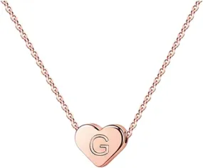 Tiny Heart Initial Necklaces for Girls Rose Gold Filled Heart Pendant Handmade Dainty Heart Letter Initial Necklaces Heart Necklaces for Women