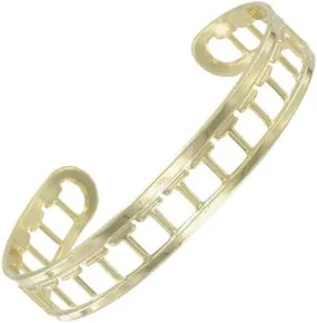 Vintage 1970s Yellow Gold Tone Letter Initial T Cuff Bracelet 5 3/4" Fashion Bracelets for Women Trendy Accessories for Women Stylish Additions
