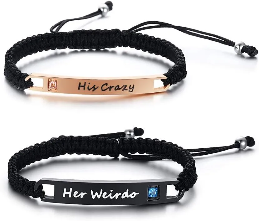 VNOX Matching Couple Bracelets - Custom Couples Bracelets Gifts for Him Her Long Distance Relationship Anniversary Christmas Valentines Day Gifts for Boyfriend Girlfriend,Friendship Couples Jewelry