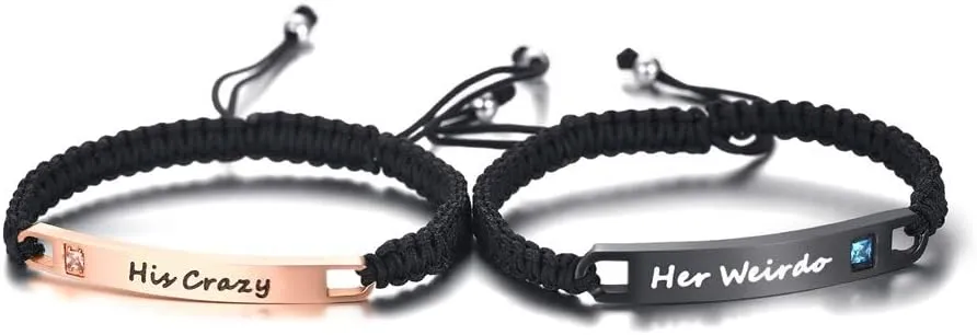 VNOX Matching Couple Bracelets - Custom Couples Bracelets Gifts for Him Her Long Distance Relationship Anniversary Christmas Valentines Day Gifts for Boyfriend Girlfriend,Friendship Couples Jewelry