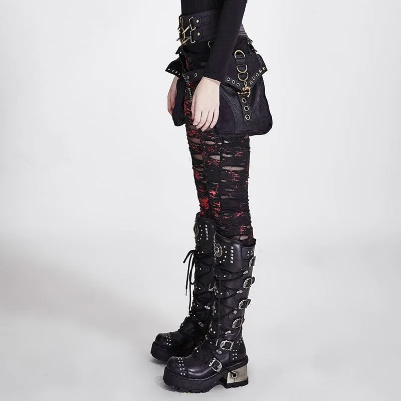 Women's Punk Ripped Black Leggings