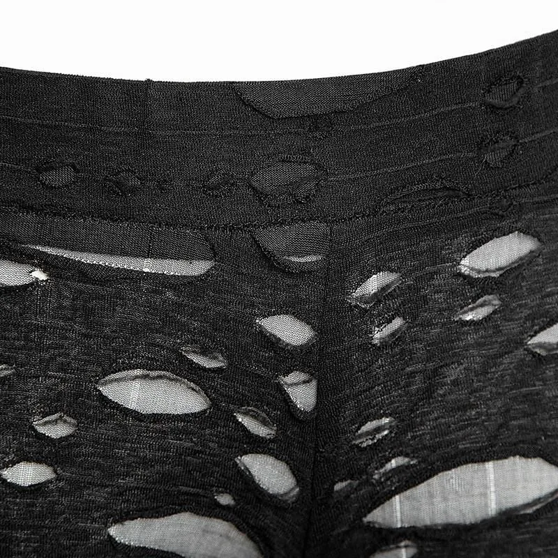 Women's Punk Ripped Black Leggings