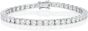 Womens Tennis Bracelet, Solid 925 Sterling Silver Bracelet for Women with 4mm AAA White Cubic Zirconia Stones, Ladies Eternity Bracelets, Silver Jewelry Gift for Women