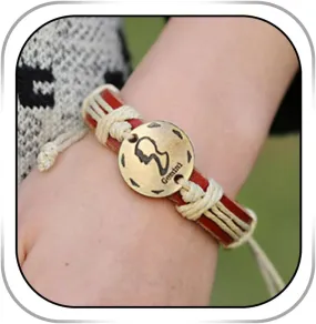 Zodiac Constellations Bracelet Leather Boho Bracelets Woven Wrap Bracelet Jewelry for Women and Men Birthday Gift